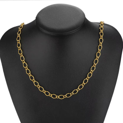 DIYS264 Oval Embossed Loop Chain Gold ( 1 feet ) PVD Plated