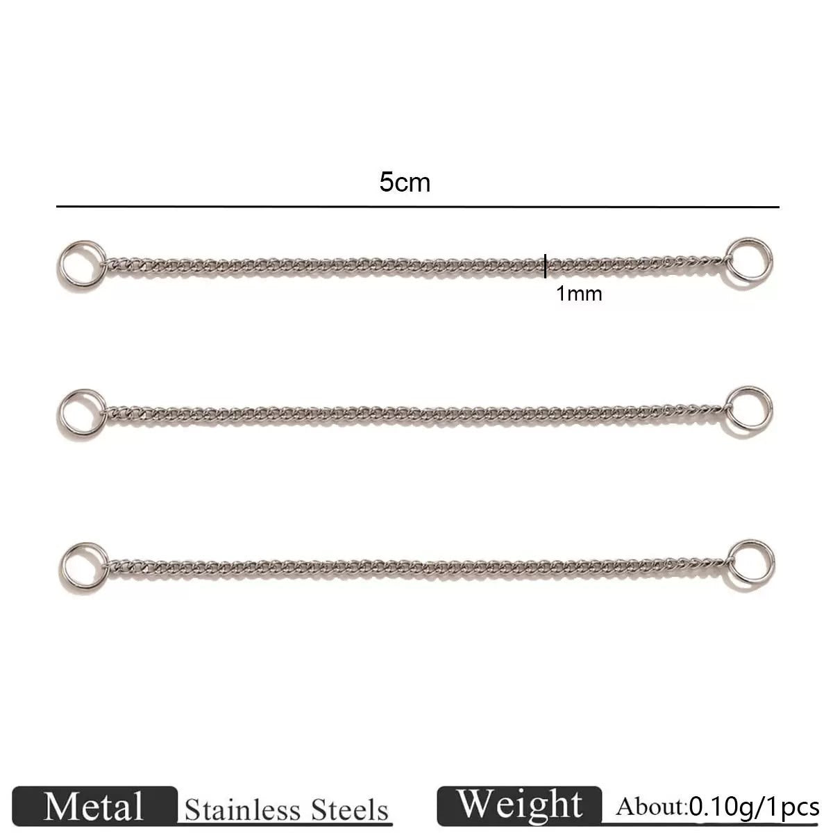 ES13 Chain Connector Silver ( 1 pc ) PVD Plated