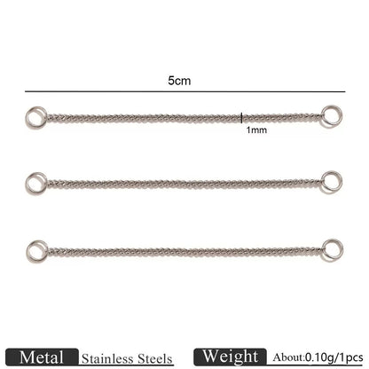 ES13 Chain Connector Silver ( 1 pc ) PVD Plated