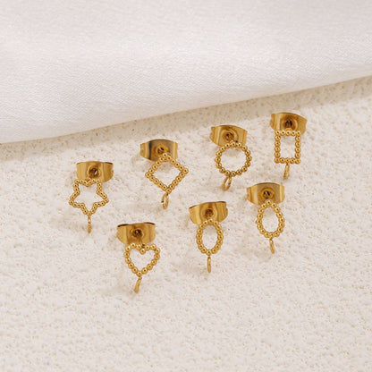 STS77 Diamond Hollow Stud 18k Gold  ( 1 pair ) PVD Plated