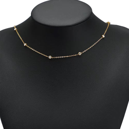 DIYS310 Round Zircon Link chain 18k Gold ( 1 feet )  PVD Plated
