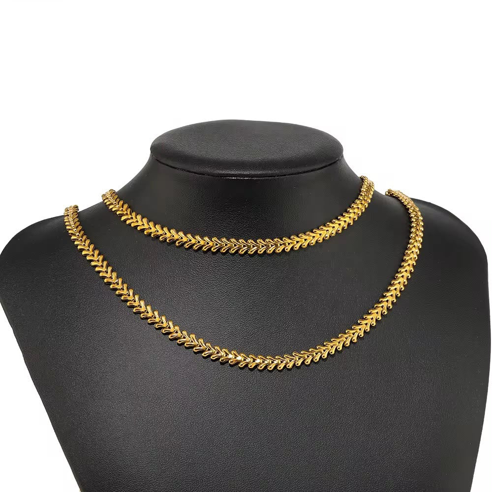 DIYS315 Chevron Bone chain 18k gold ( 1 feet )  PVD Plated