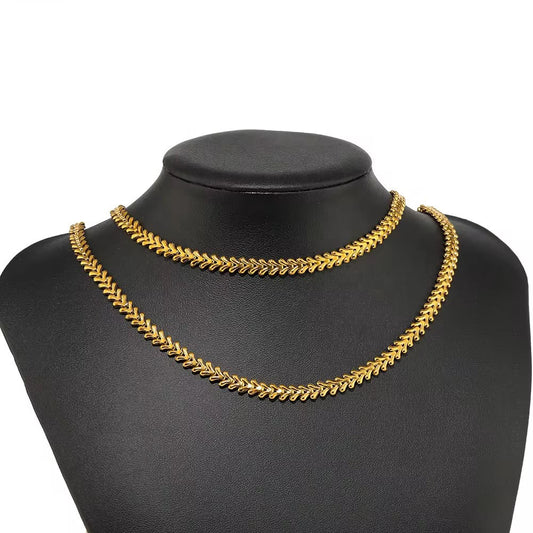 DIYS315 Chevron Bone chain 18k gold ( 1 feet )  PVD Plated