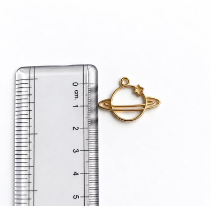 AC06H Saturn Gold Plated Charms ( 1 pc ) High Quality Alloy