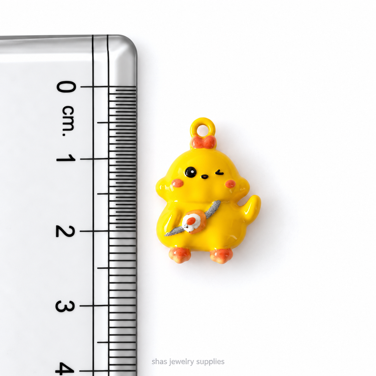 APC04T Yellow Chubby Chick 3D Charm ( 1 PC ) Premium Alloy Printed