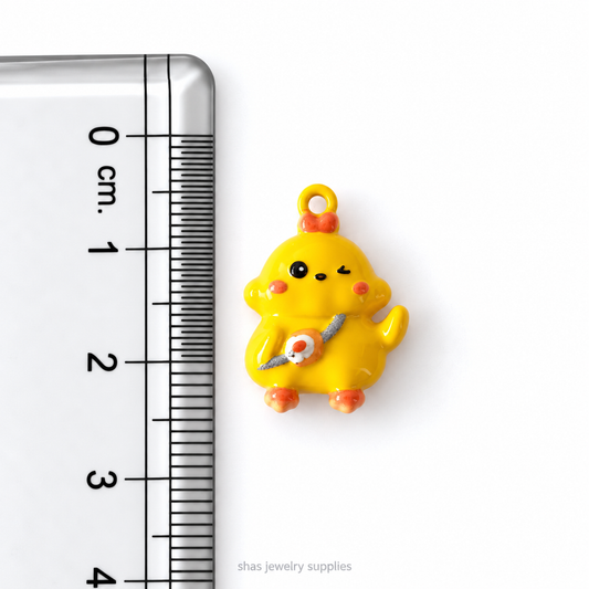 APC04T Yellow Chubby Chick 3D Charm ( 1 PC ) Premium Alloy Printed