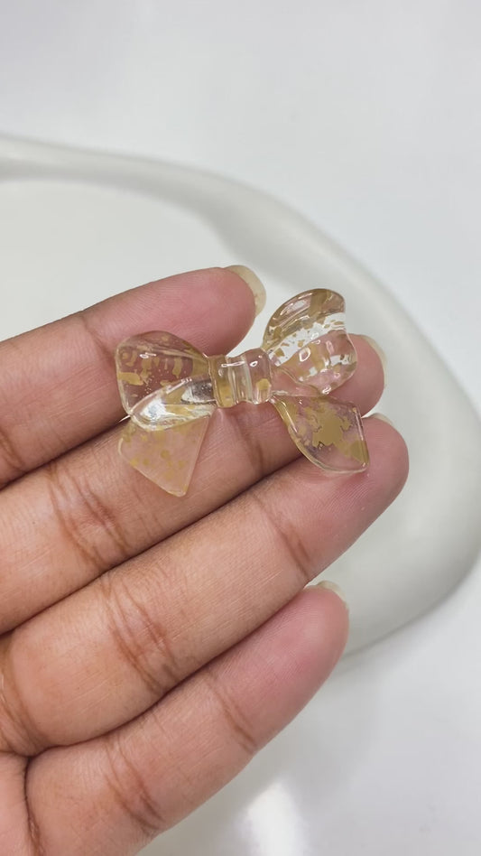 BBB 133 (H) Bow colour splashed uv plated Acrylic bead ( 1 pc )