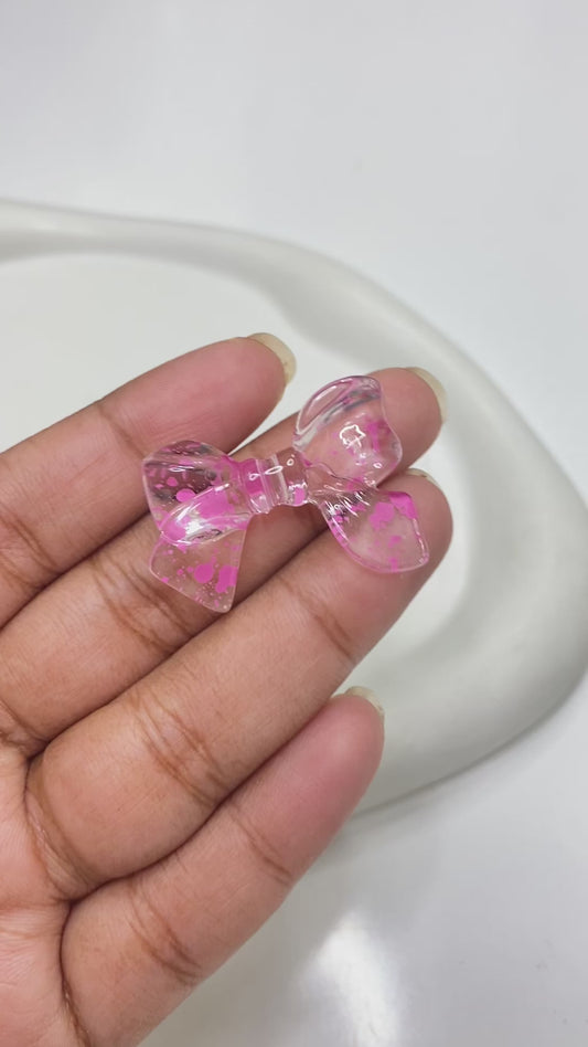 BBB 133 (F) Bow colour splashed uv plated Acrylic bead ( 1 pc )