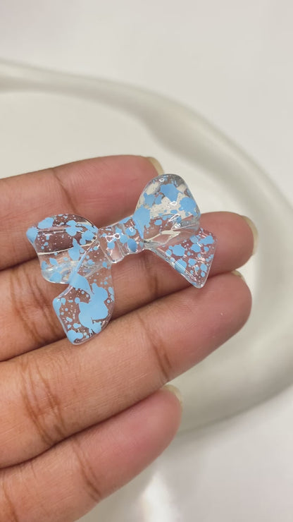 BBB 133 (E)  Bow colour splashed uv plated Acrylic bead ( 1 pc )