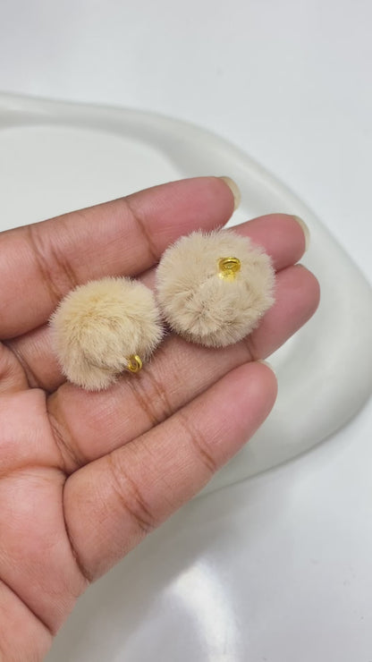 RM13Y light brown Fluffy Pom Pom with hook ( 1 pc )