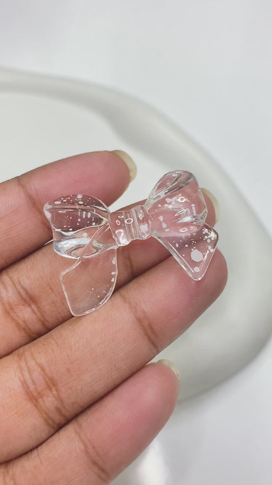 BBB 133 (A) Bow colour splashed uv plated Acrylic bead ( 1 pc )
