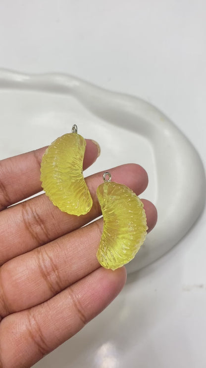 RM12  orange pulp fruit resin charm with hooks- per piece