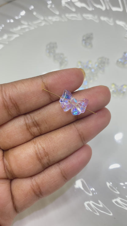GB61A Holographic clear bow glass bead (1PC)