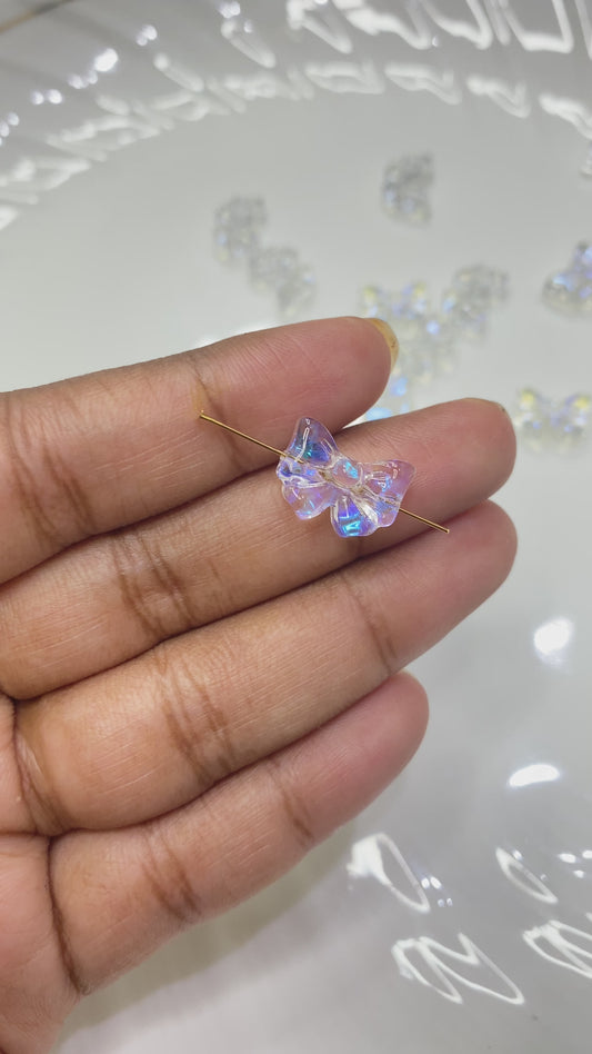 GB61A Holographic clear bow glass bead (1PC)