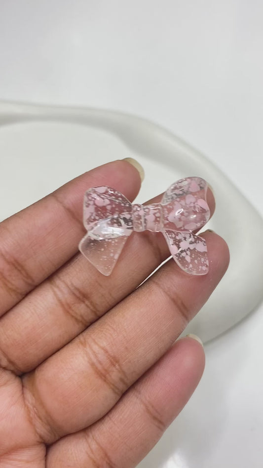 BBB 133 (B) Bow colour splashed uv plated Acrylic bead ( 1 pc )