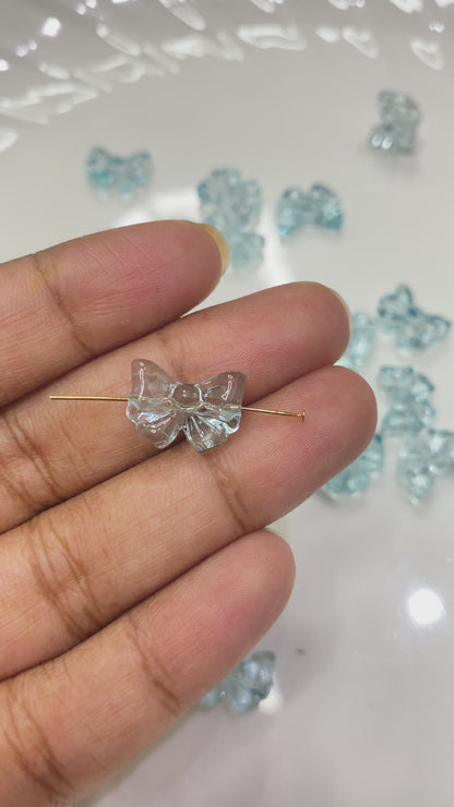 BBB 199 (D) light blue bow glass bead (1PC)