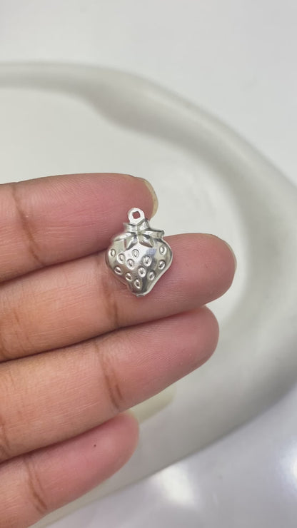 SC02D strawberry charm silver PVD plated 316 stainless steel ( 1 pc ) anti tarnish