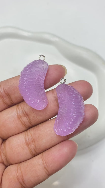 BBB 49 ( F ) purple orange pulp fruit resin charm with hooks- per piece