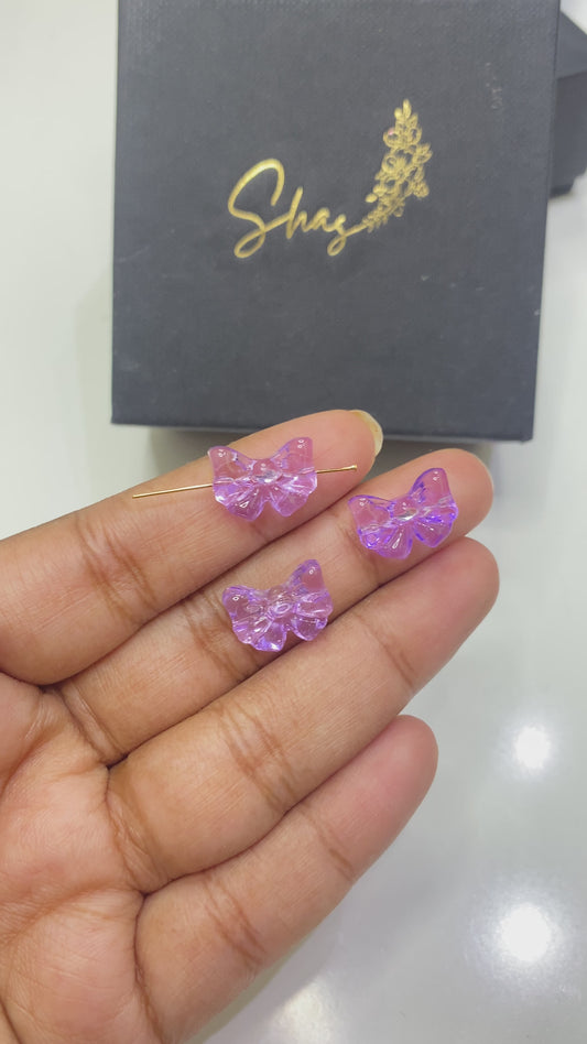 BBB 199 (A) Purple bow glass bead (1PC)