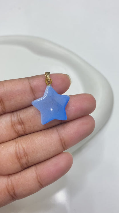 GB 1556 sea blue Star glass pendant- per piece