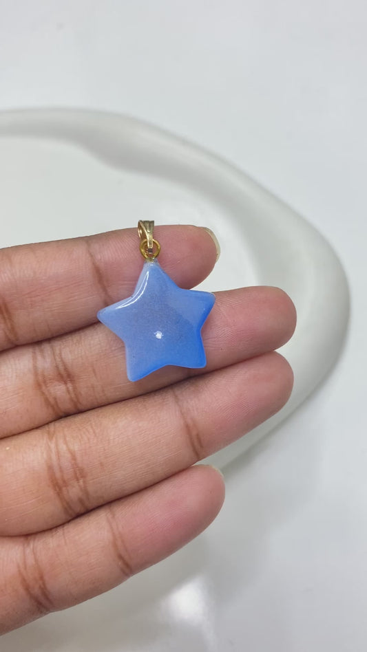 GB 1556 sea blue Star glass pendant- per piece