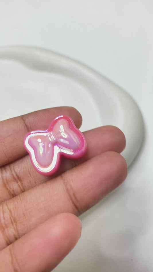 BBB 125 (D) Bow uv plated shiny irrediscent Acrylic bead (1PC)