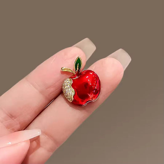 BR 35 CUTESY APPLE Zircon Brooch ( 1 PC ) Anti Resistant