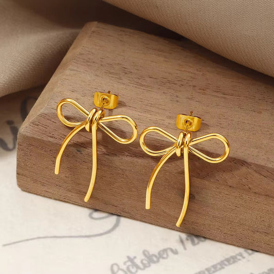 SJ - 696 Bow Wire stud Earring 18k Gold PVD plated stainless steel - Anti tarnish