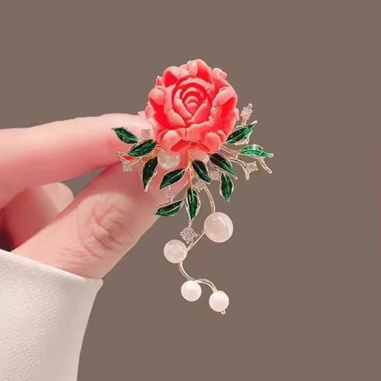 BR 23 Rose Floral  Zircon Brooch ( 1 PC ) Anti Resistant