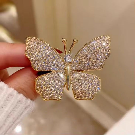 BR 39 RETRO DIAMOND BUTTERFLY Zircon Brooch ( 1 PC ) Anti Resistant