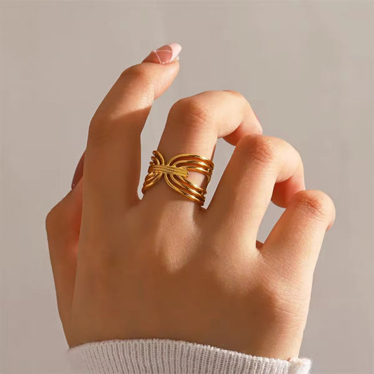 SJ 699 Multi Layer Ring Adjustable 18k Gold PVD plated stainless steel - Anti tarnish