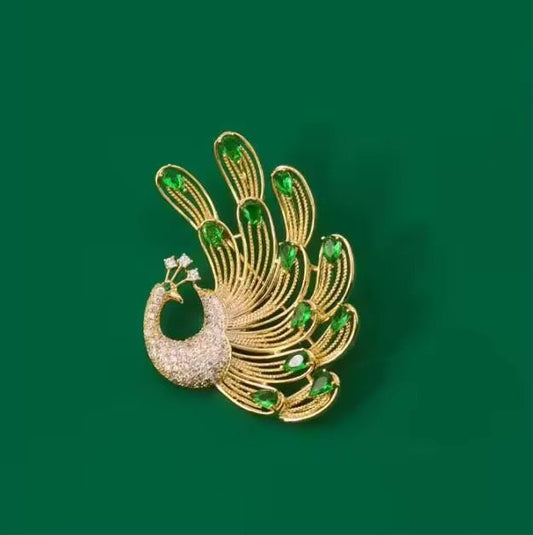 BR 40 PEACOCK Zircon Brooch ( 1 PC ) Anti Resistant